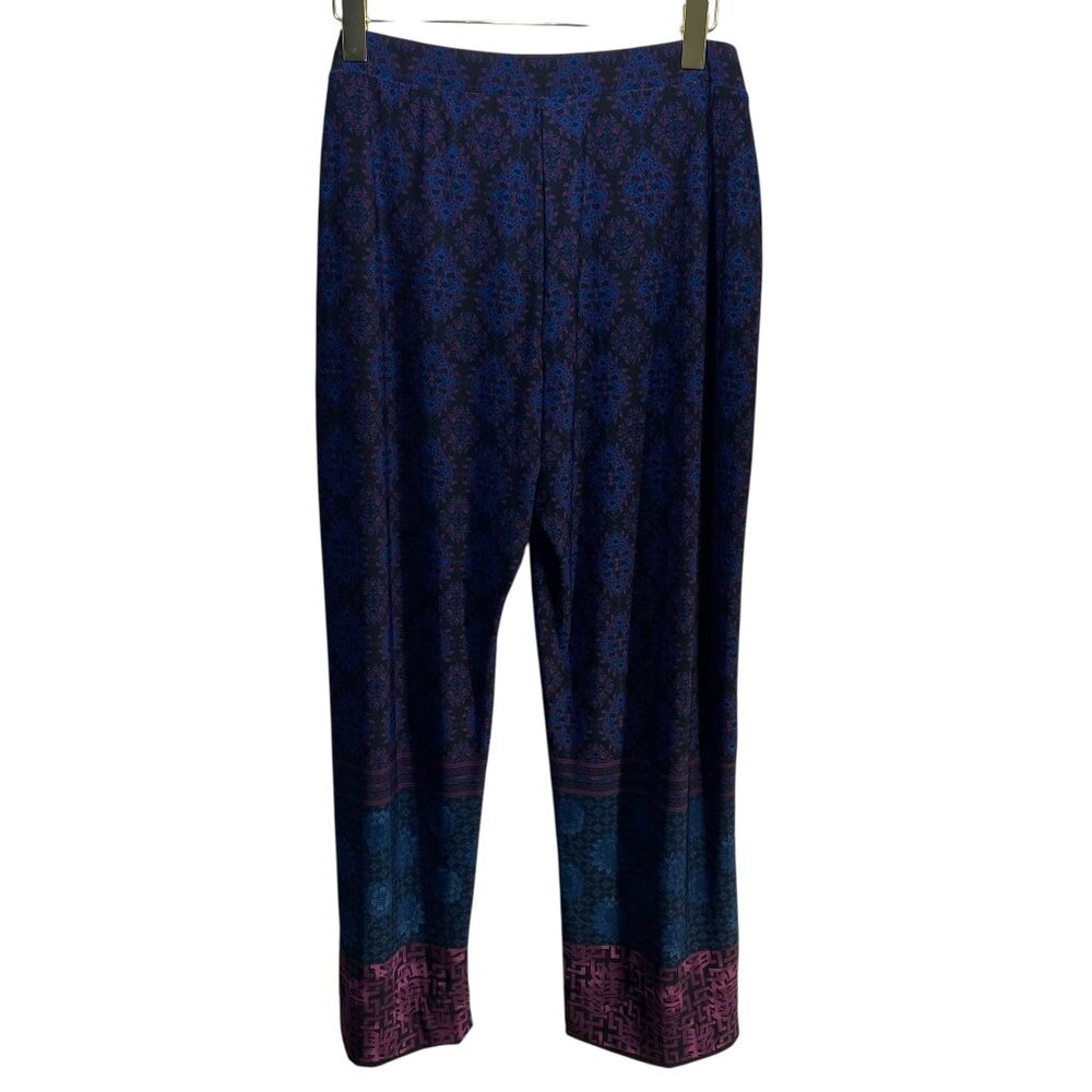 Susan Graver Liquid Knit Wide Leg Pants Womens XL Boho‎ Artsy Pull On Pockets
